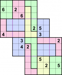 Samurai 3-grid 6x6 jigsaw
